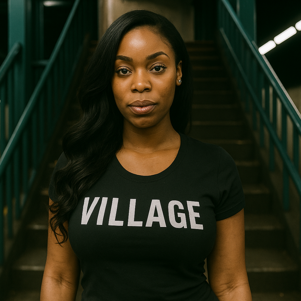 'Village is Soul' Women's Black Tee - Image 2